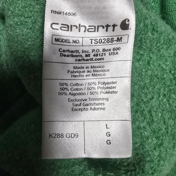 Carhartt Men's Vibrant Green HoodieLarge - Picture 5 of 5